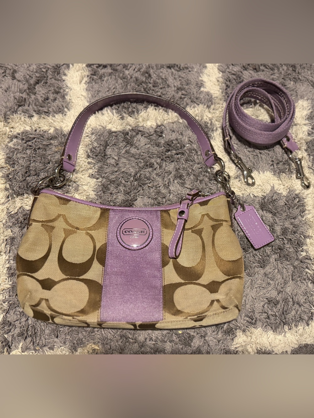 Lilac purple signature coach shoulder bag y2k
